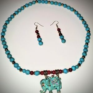 Handmade Semi-Precious Stone Necklace and Earrings